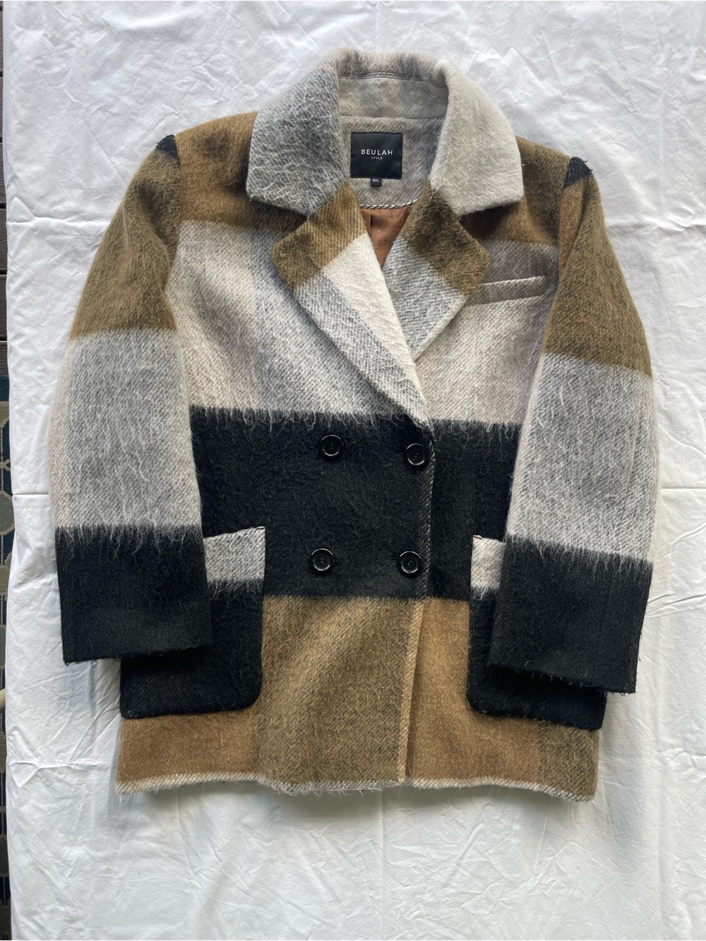 Beulah Multi-Color Wool-Blend Double-Breasted Pea Coat